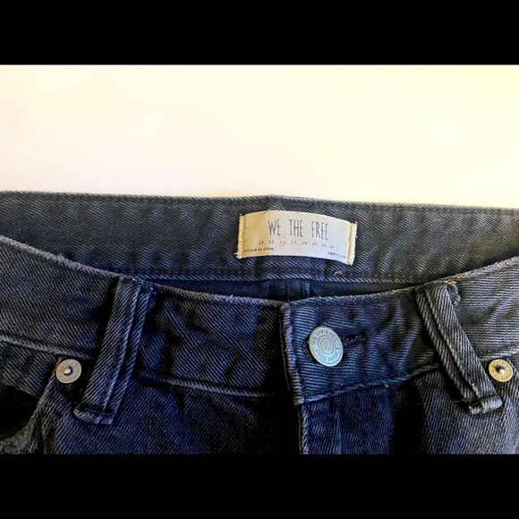 Free People “Vintage Flare” Jeans Black Distressed Raw Hem Women’s 26 - Picture 6 of 7